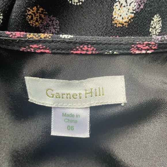 Garnet Hill Boho Dress Midi Flowy Black Multi Painterly Polka Dots Womens Size 6 - Picture 13 of 15